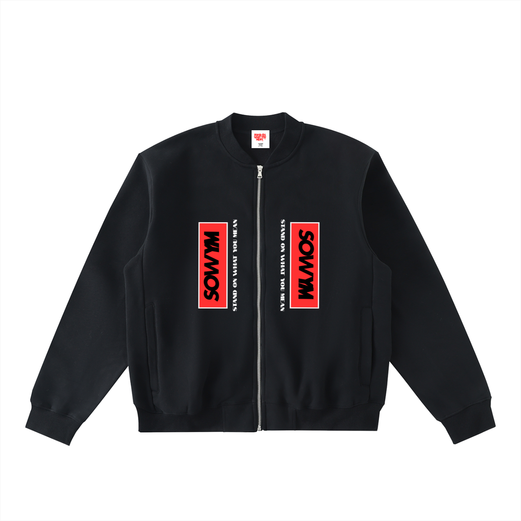 SOWYM Essential Zip-Up Fleeced Varsity Jacket