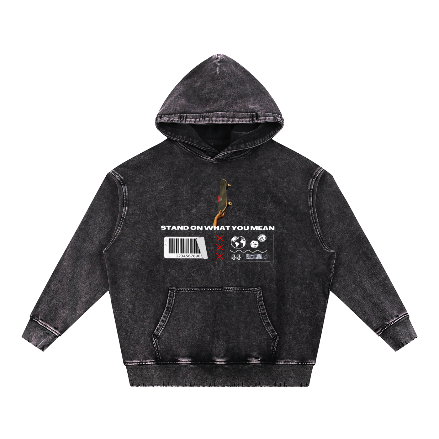 SOWYM SKATEBOARDER Hand-Frayed Heavyweight  Hoodie