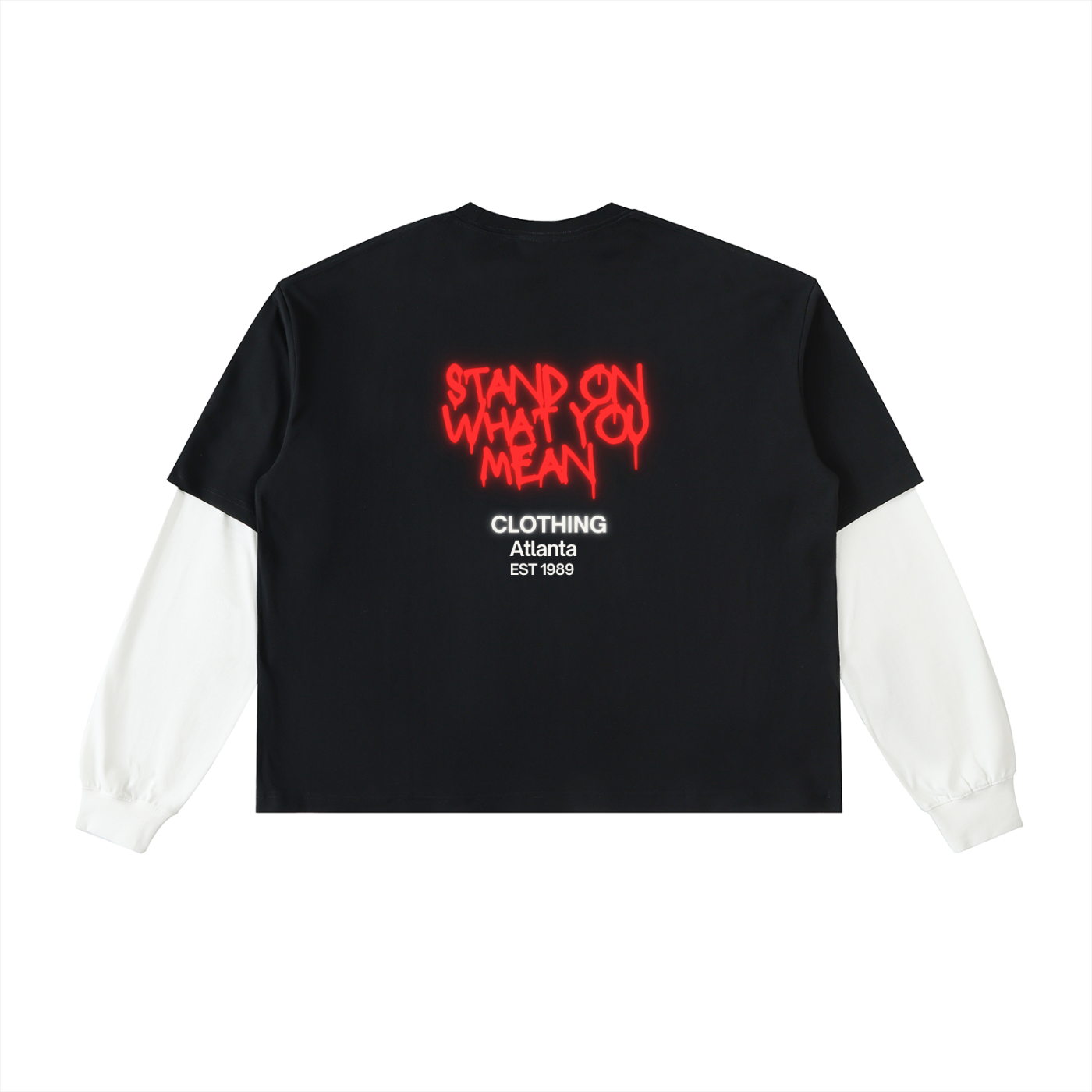 SOWYM Layered Contrast Sleeve Cotton T-Shirt