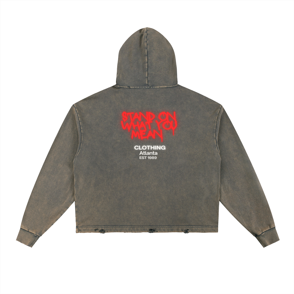 SOWYM Vintage Washed Frayed-Hem Hoodie