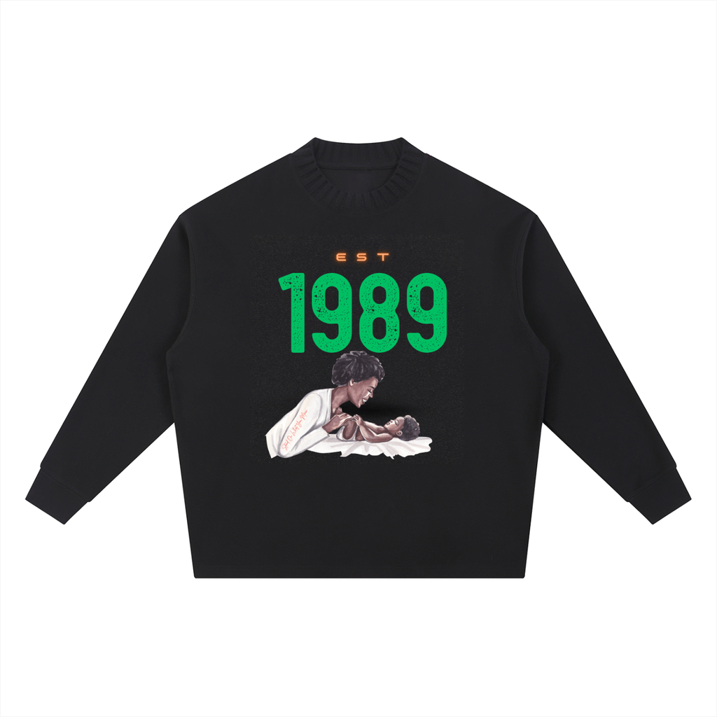 "Dear Mama" Knitted Round Neck Oversize Sweatshirt