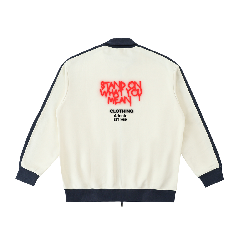 SOWYM Contrast Trim Stand Collar Jacket