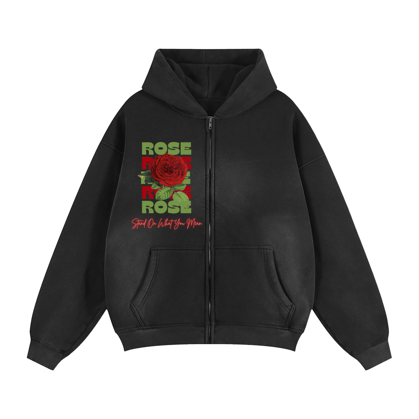 SOWYM ROSE Two-way Zipper Boxy Fleece Hoodie