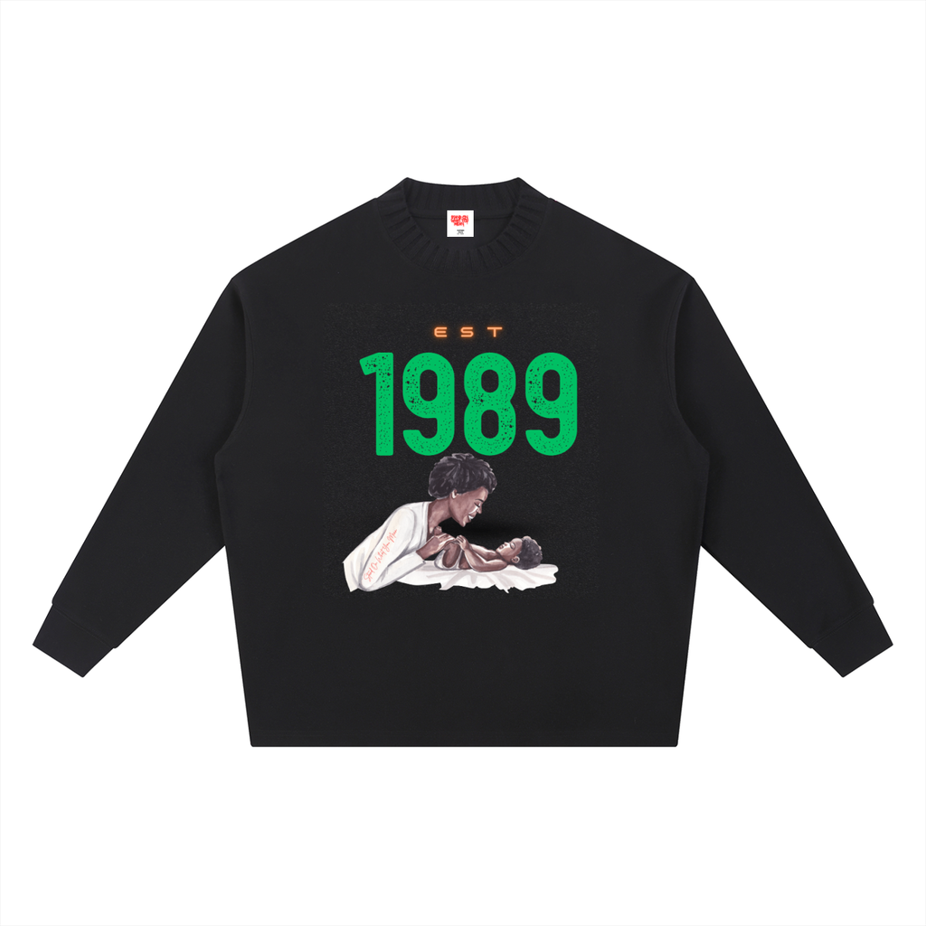 "Dear Mama" Knitted Round Neck Oversize Sweatshirt