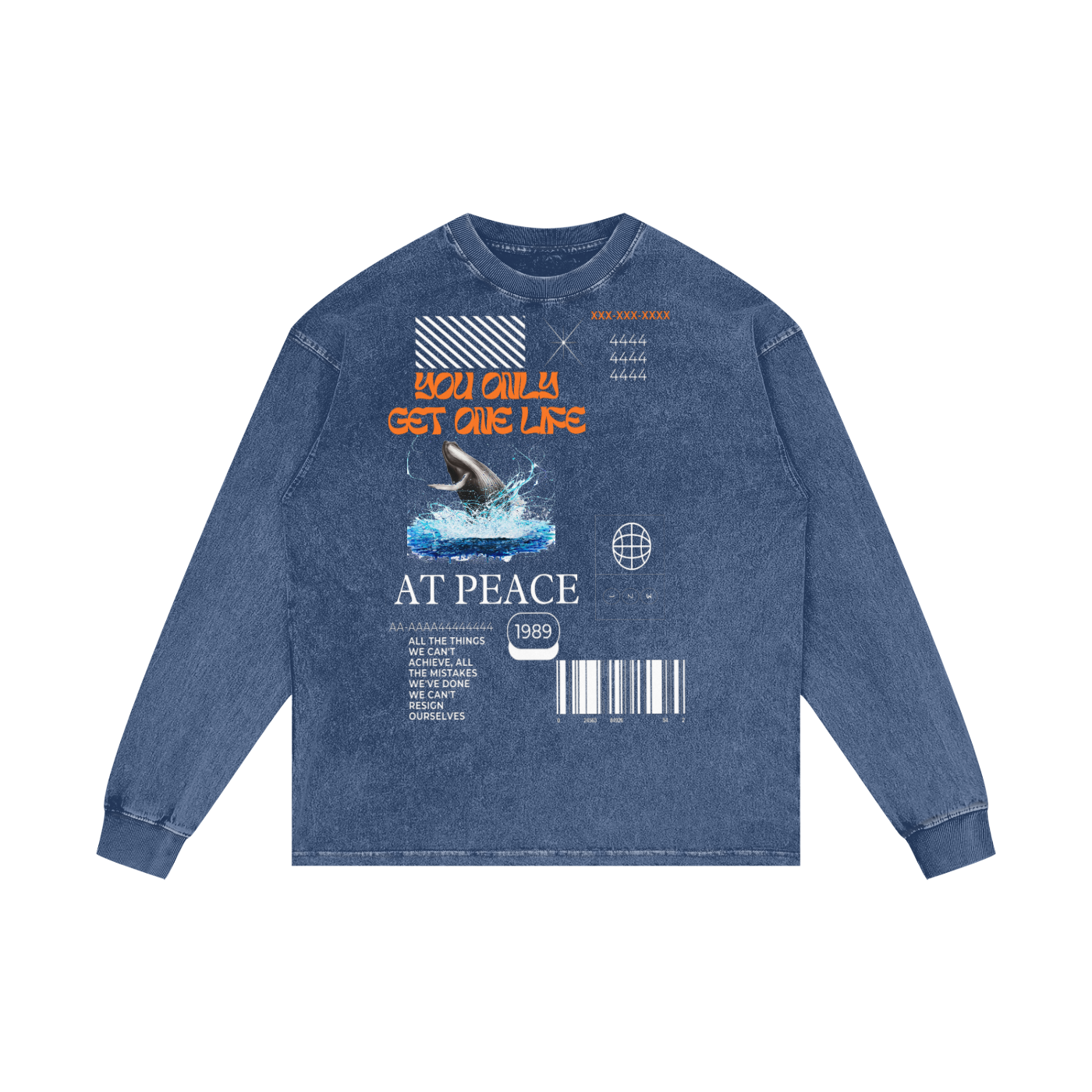 1Life2Live Acid Washed Oversized Long Sleeve T-Shirt