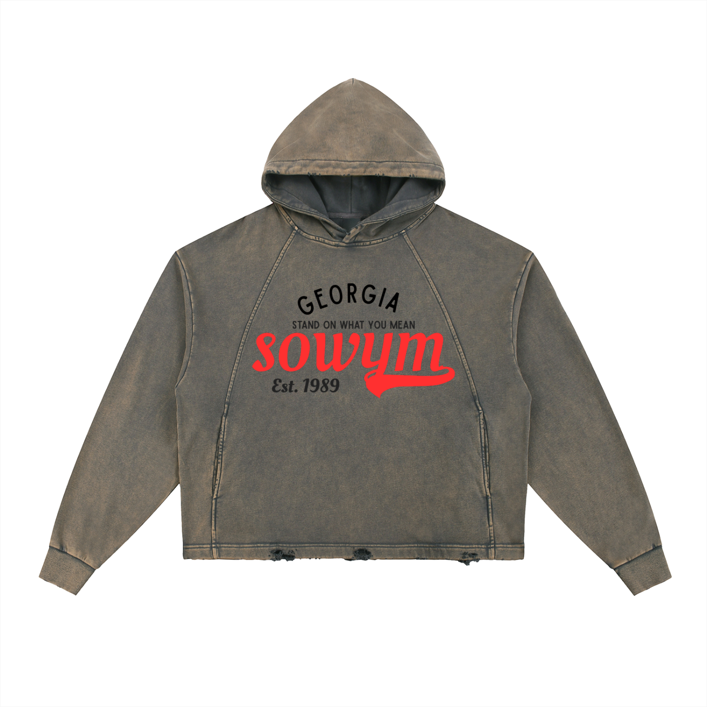 SOWYM Vintage Washed Frayed-Hem Hoodie