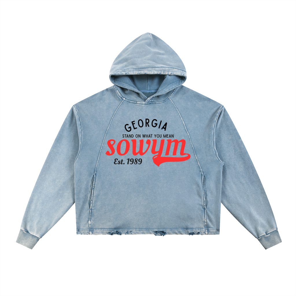 SOWYM Vintage Washed Frayed-Hem Hoodie
