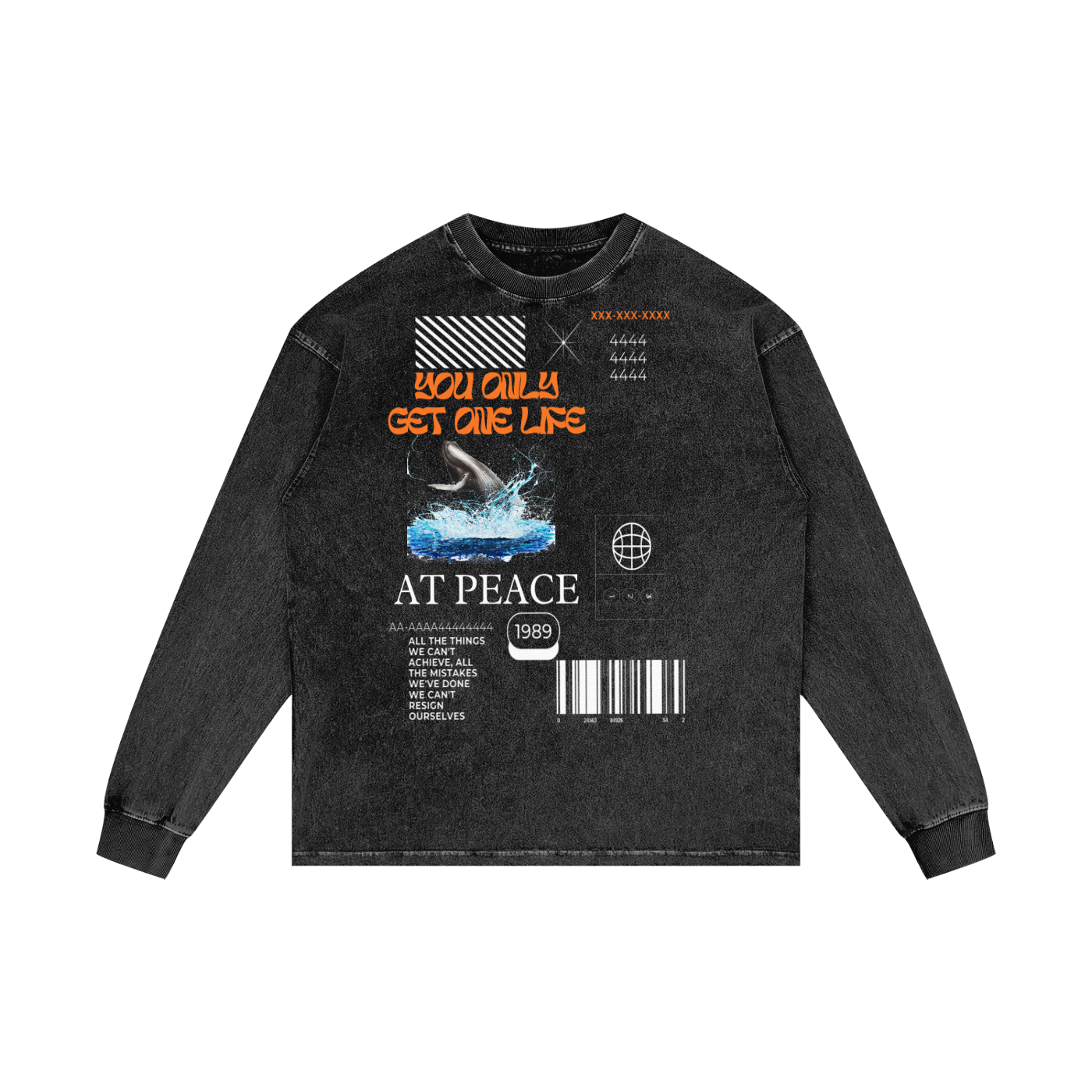 1Life2Live Acid Washed Oversized Long Sleeve T-Shirt Outfit